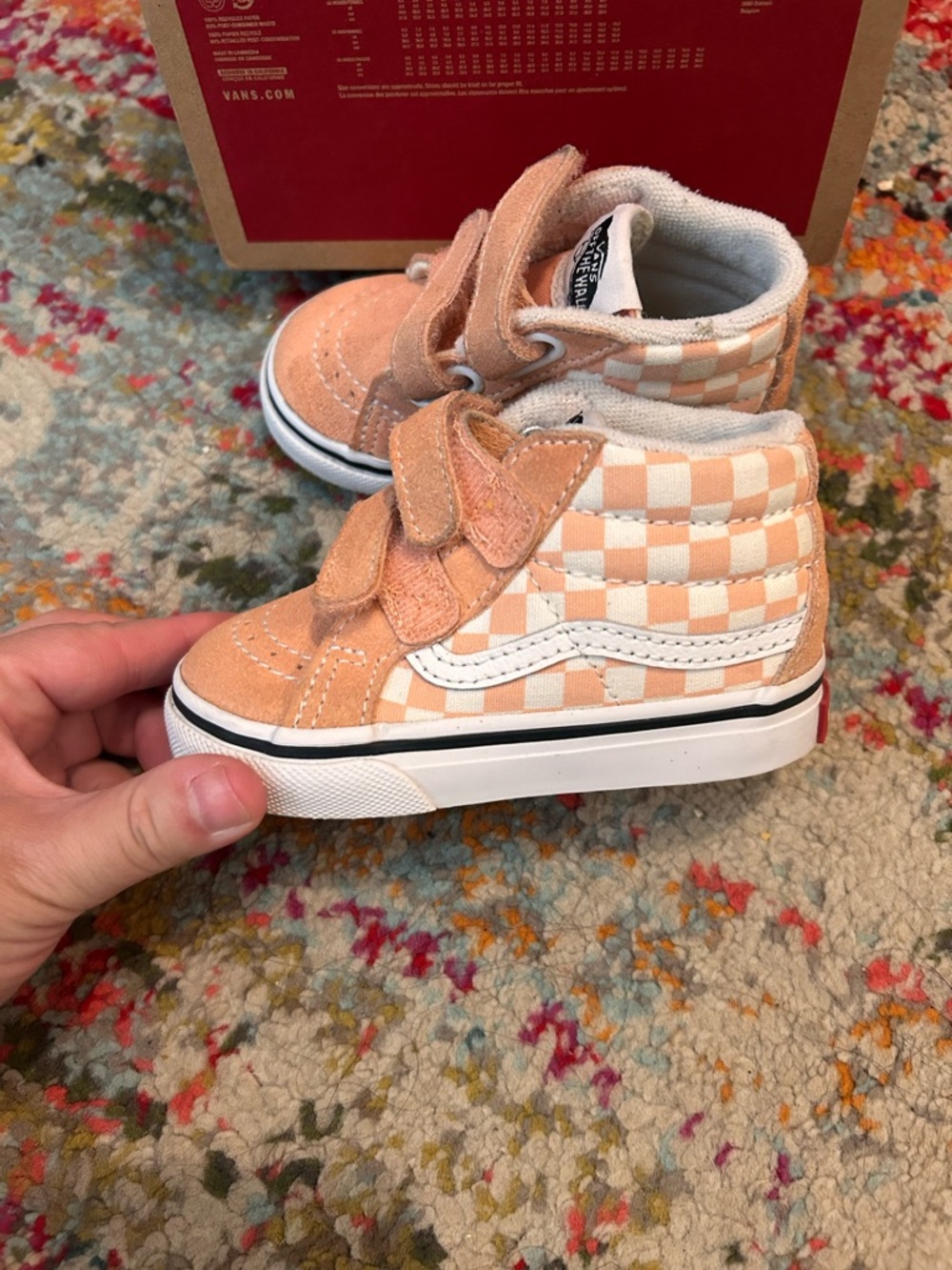 Vans toddler Peach Checkerboard High-Top Sneakers
